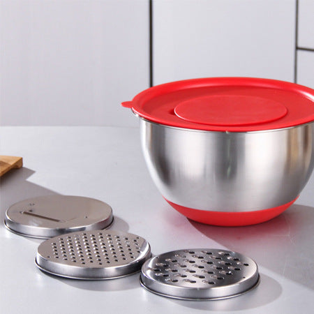Stainless Steel Mixing Bowl with Silicone Base and Lid