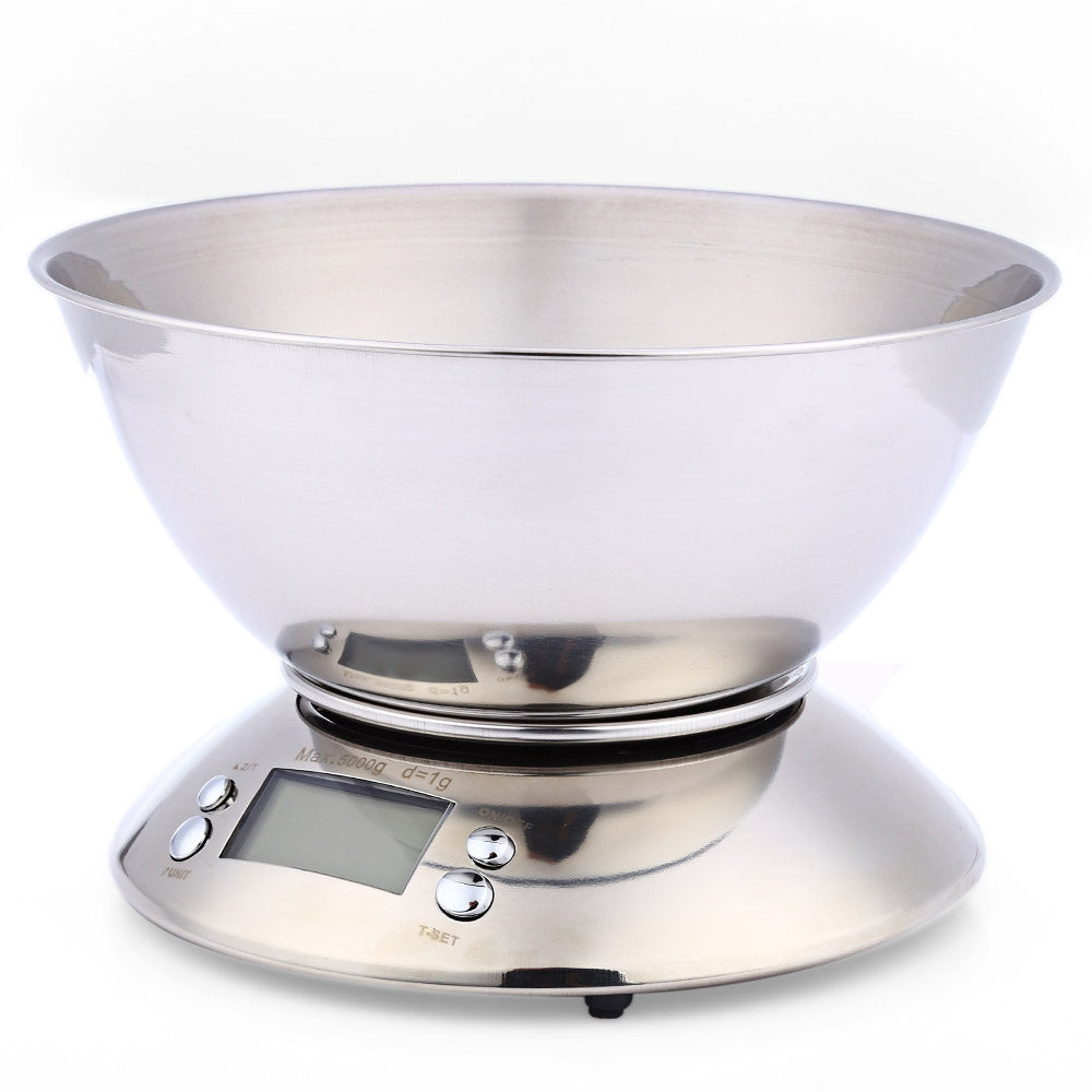 5kg Stainless Steel Kitchen Scale with Bowl