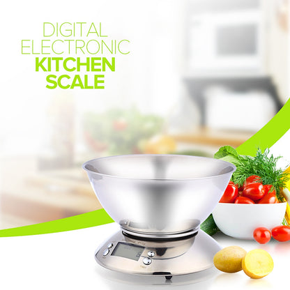 5kg Stainless Steel Kitchen Scale with Bowl