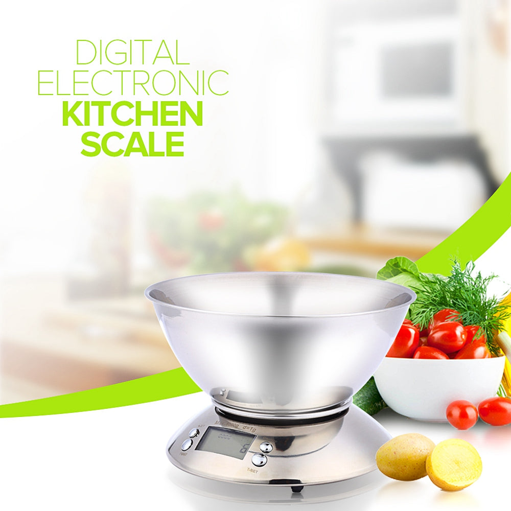 5kg Stainless Steel Kitchen Scale with Bowl