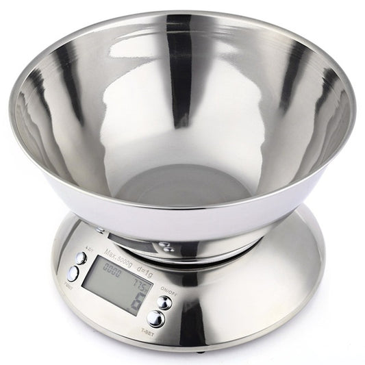 5kg Stainless Steel Kitchen Scale with Bowl
